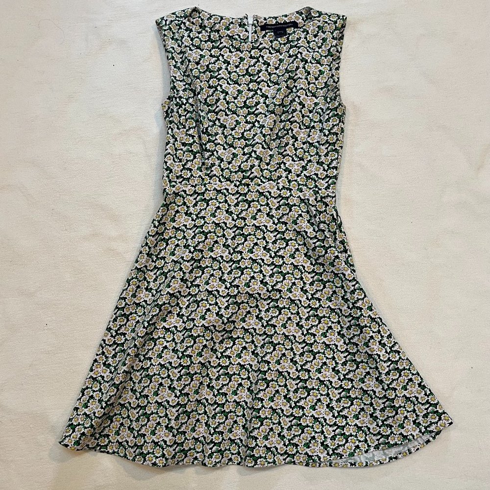 French Connection Boat Neck Fit & Flare Dress with Daisy Pattern